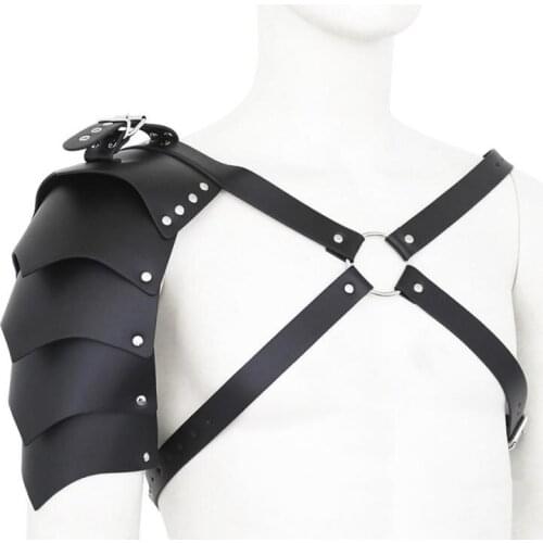 Mens Knight Leather Body Chest Harness Shoulder Armour Costume Role Play Cosplay Nightclub Lingerie Night