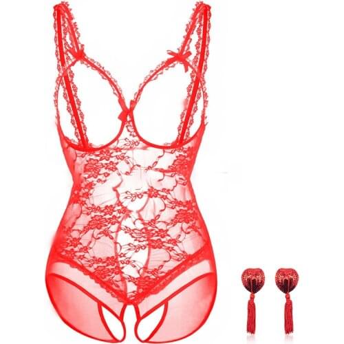 New Hot Sexy Underwear Porn Babydoll Dress Open Bra Crotch Erotic Lace Lingerie for Women Sexy Lingerie Teddy Plus Size