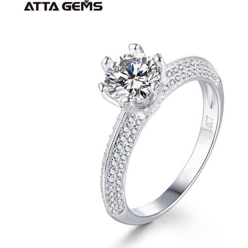 New Arrival 1 Carat D Color Brilliant Cut Diamond Test Past Moisssanite Wedding Ring Silver 925 Original Gemstone Rings Gift