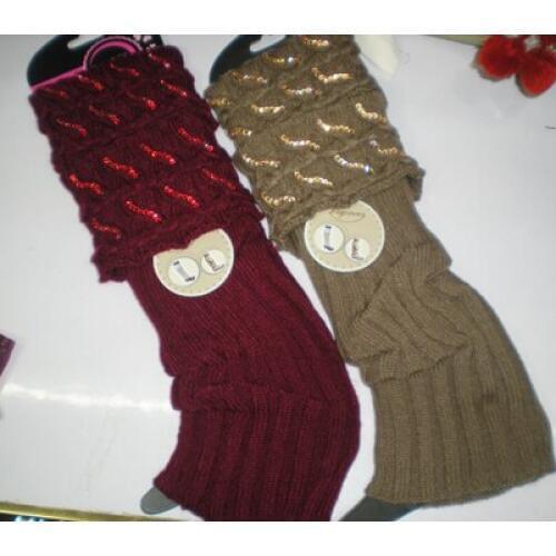 Plain womens winter rhinestone Knitted Leg Warmers 24 pairs/lot mixed colors #3413