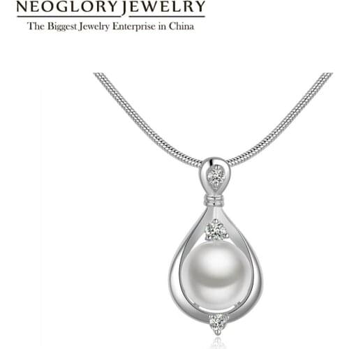 Neoglory Pearl Pendant Hot selling Fashion Silver Plated Cubic Zircon Jewelry Necklace for Women Appointment