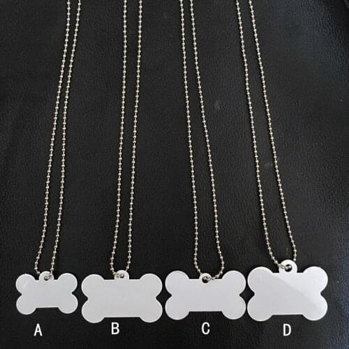 Personalized Dog Bone Sublimation Pet Tags Necklace Heat Transfer Printing Blank Dog Cat Tag Collar Necklace Jewelry Pendant