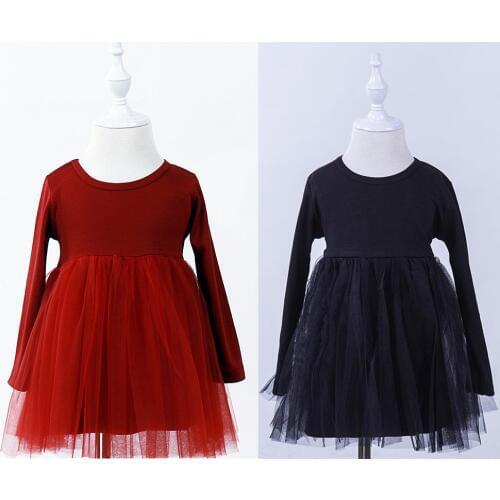 Pure Solid Baby Girls Dress Lace Ball Gown For Girl Tutu Dresses Children Clothes Long Sleeve Toddler Jumpers Princess Outfits