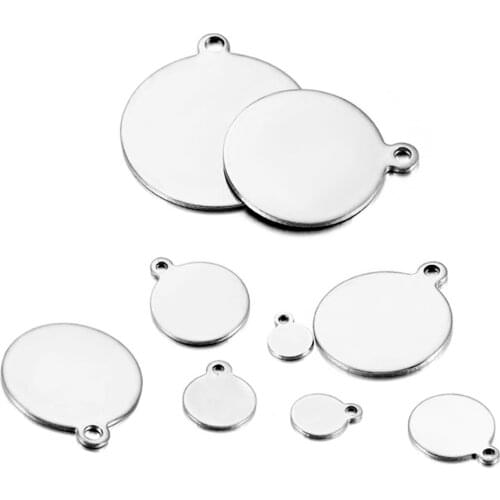 20Pcs Stainless Steel Charms Dog Tag Round Blank Disc Metal Pendant Necklace For Jewelry Making Findings Accessories
