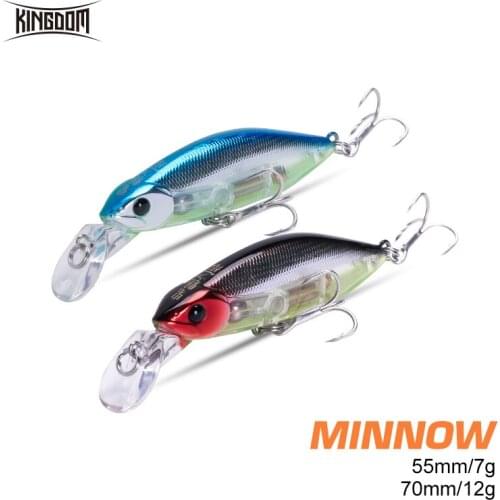 Kingdom Fishing Lures 70mm 12g 55mm 7g Slow Sinking Noise Minnow Crankbait Hard Baits Wobbler For Pike Fishing Accessories Bait