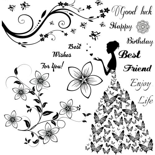 AZSG Tree Flowers Butterfly Clear Stamps For DIY Scrapbooking Photo Album Card Making DIY Decoration Supply