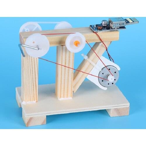Hand Generator Model Kits Toys DIY Wooden Manual Dynamo Science Experiment Assembly Models Toy for Children Creative Educational