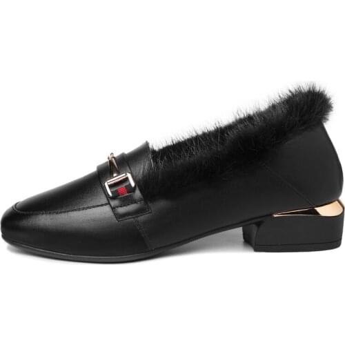 Round Toe Square Heel Single Shoes Set Foot Solid Color Shoes Women Waterproof Platform Women Shoes