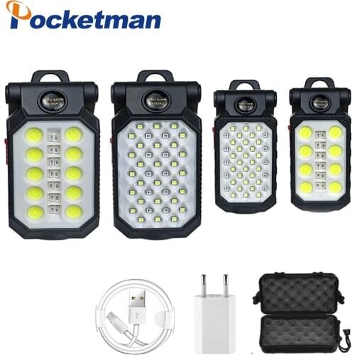 USB Rechargeable COB Work Light Portable LED Flashlight Adjustable Waterproof Camping Lantern Magnet Design with Power Display