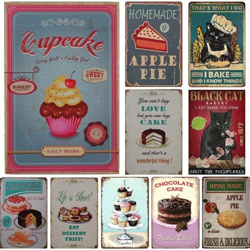 Kinds Of Cake Cupcake Apple Pie Biscuits Retro Metal Poster Decoration AD Wall Decor Vintage Tin Sign Metal Plate For Bakery