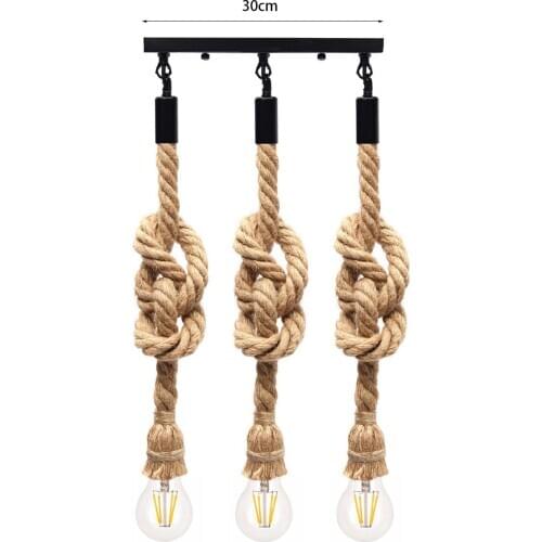 E27 Retro Vintage Rope Pendant Lights Personality Light Five / Three Head Hemp Rope Hanging Lamp For Kitchen Cafe Bar Home Decor