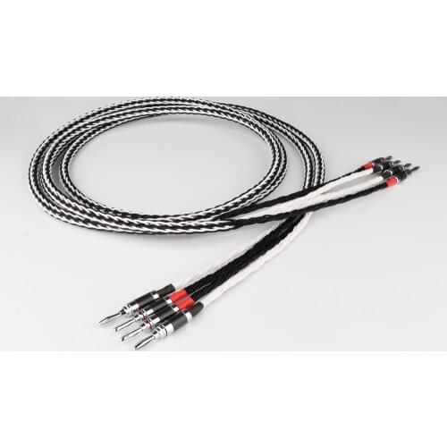 High Quality 8TC single copper audio speaker cable HiFi amplifier speaker cable spade to spade plug Audiophile