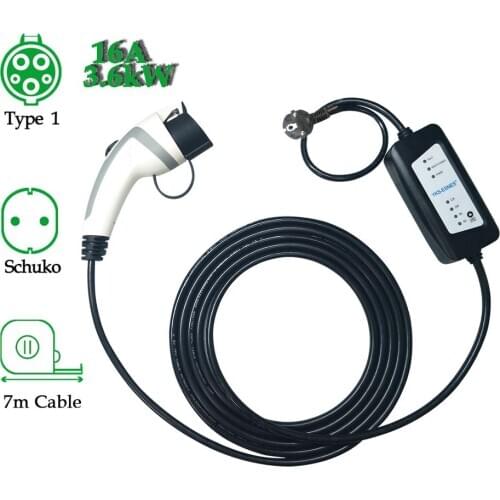 YKS-ESNES Portable EV Charger SAE J1772 16A EU Standard Plug 7M evse Type 1