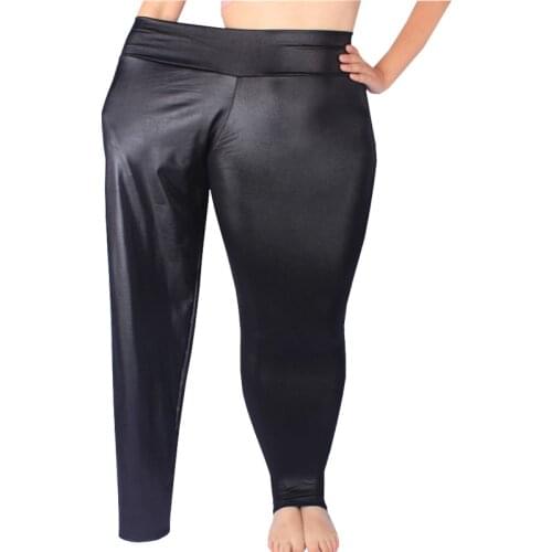 2018 Autumn Fashion Black High Waist Imitate Leather thin Spring Summer Pants Woman 5 sizes Plus Size XL XXL 3XL 4XL 5XL ZY4112
