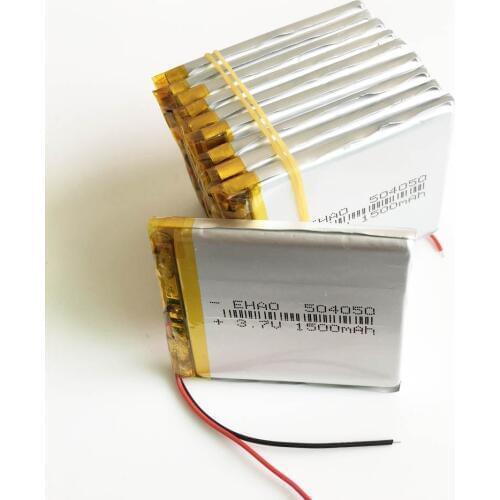 10 pcs 504050 3.7V 1500mAh rechargeable battery lipo Lithium polymer batteries cells for MP3 MP4 MP5 GPS DVD Speaker camera PSP