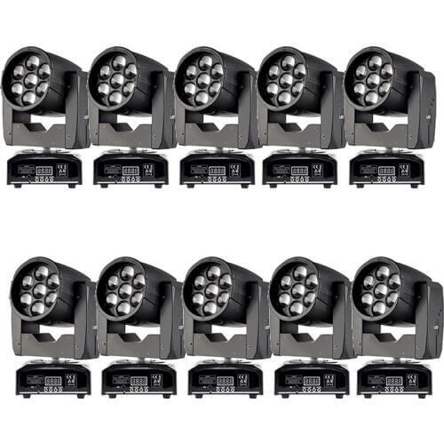 10pcs/lot LED Moving Head Zoom Light 16 DMX Channel 7*12W RGBW 4 IN1 Color Mixing DMX DJ Lighting Stage Lights
