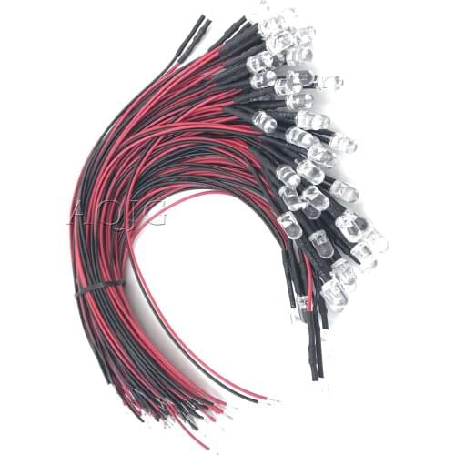 New 10Pcs 20cm 3mm/5mm LED Lamp Cable Bulb Pre-wired DC Emitting Diode Light Red/Green/Blue/RGB 5V 12V Voltage Lamp Cable