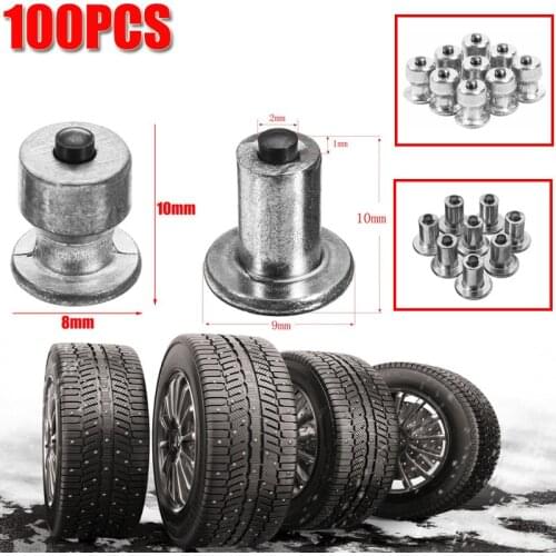 100Pc Car Tires Studs Screw Winter Wheel Lugs Snow Spikes Wheel Tyre Snow Chains Studs For Shoes ATV Motorcycle Tire 8x10/9x10mm