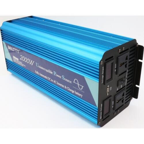 12V 220v solar pure sine wave power inverters with AC charger 2000watt dc to ac converter