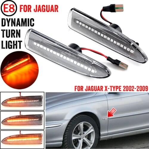 2Pc For JAGUAR X-TYPE 2002 2003 2004 2005 2006-2009 Dynamic LED Side Marker Light Arrow Turn Signal Blinker Indicator Lamp