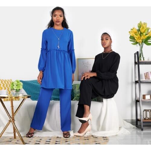 2 Pieces muslim suits simple Muslim sets female Kaftan Islamic Clothing Grote Maten Dames Kleding Ensemble Femme Musulmane F2033