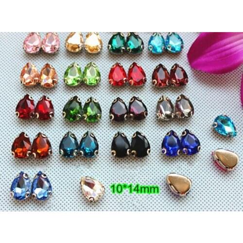 30 pcs - 10*14mm Waterdrop Shape Sew on Beads,Sparkling Faceted Crystal Glass Bead For Decoration,Loose Beads