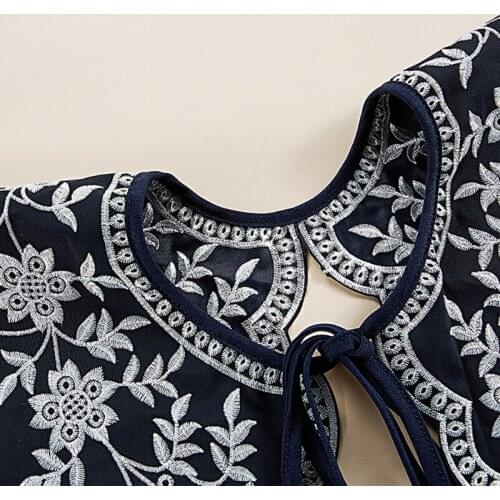40GC Jacquard Embroidery Floral False Fake Collar Elegant Vintage Lace-Up Ribbon Big Shawl Necklace Short Poncho Capelet