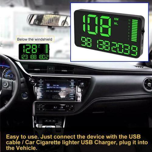 C90 Speedometer Hud Display Car Hud Over Speed Alarm System With Overspeed Alarm Driving Time Digital Car Clock Odometer