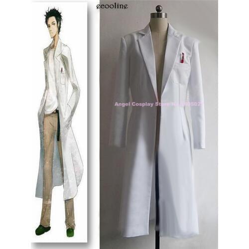Bargins!! New Anime Steins Gate Okabe Rintarou Figure Uniform Suit Cosplay Costume Coat Mad Scientist White Jacket