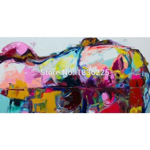 Free Shipping 100% Handpainted Oil Painting Nielly Francoise People Face Modern Abstract Sexy Lying Women Painting on canvas