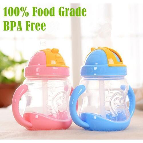 BPA Free! 100% Food Grade PP Handle 280ml Baby Sippy Cups Cute Baby Learn Drinking Straw Cup Baby Drinkware Vasos Para Bebes