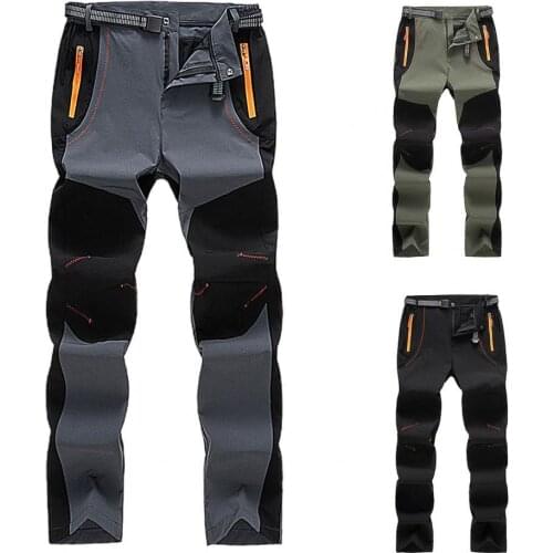 Men Casual Pants Autumn Winter Elastic Waterproof Quick Dry Pockets Outside Trousers