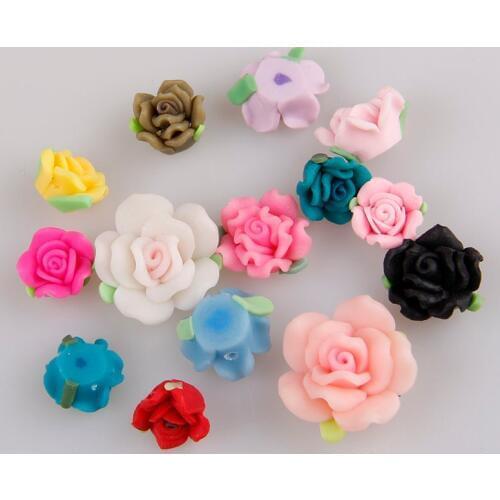 10pieces 12 15 20mm Multiy Style Kawaii Polymer Clay Flower Resin Flatback Beads For Diy Hair Headband Jewelry Finding