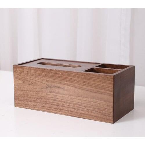 Black walnut tissue box living room multifunctional solid wood remote control storage box Nordic coffee table desktop paper box