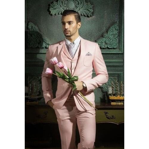 Elegant Single Breasted Men Suits Blazer With Pants Vest 2019 New Gold Embroidery Men Suit Slim Fit Terno Masculino 3Piece