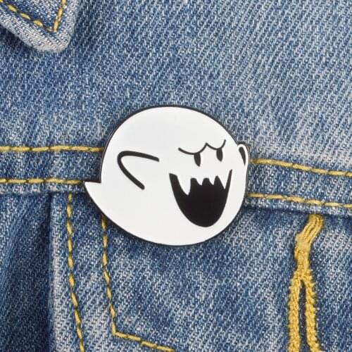 Cartoon Boo Ghost Enamel pin brooch Bag Clothes Button Badge Classic Video game Jewelry Gift for friends fashion hat accessories