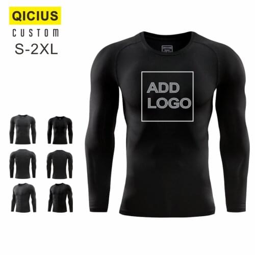 Custom Printing Casual Slim Long Sleeve T Shirt Men Gym Fitness Bodybuilding Male Jogger Workout Black Tees Tops Fashion Clothes