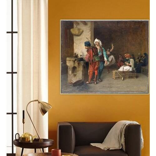 Cafe House. Cairo. Casting Bullets by Jean Leon Gerome Canvas Art Oil Decorative Painting Aesthetic Picture Home Decoration