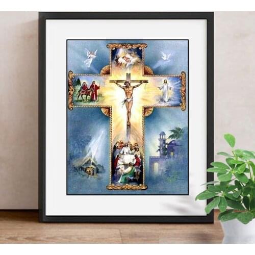 Full Square Diamond Painting Religion 5D Diamond Embroidery Christianity Jesus Cross Mosaic Rhinestone Decoration Home