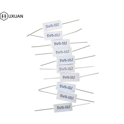 10PCS 5W 5% 0.1R J 0.1 Ohm Ceramic Cement Power Resistor