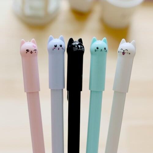 Creative Korea Stationery Learning Supplies Cat Cap Modeling Gel Pen Water Color Black White School Supplies Student Supplies