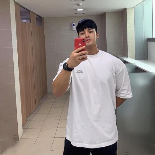 SummerCasual Men Gym Fitness Cotton T-Shirt Male Fashion Short sleeve Tee shirt Tops Summer Sport Workout Clothing