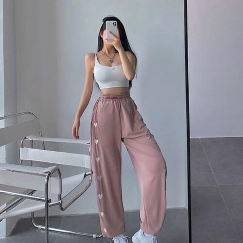 TVVOVVIN Fashion High Waist Casual Loose Embroidery Trouser Women Korean Drawstring Tie Feet All-match Sweatpants JX1I