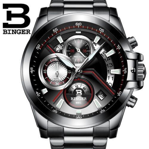 BINGER 2019 Mens Watches Top Brand Luxury Military Army Sports Casual Waterproof Mens Watch Stainless Steel Quartz Wristwatch