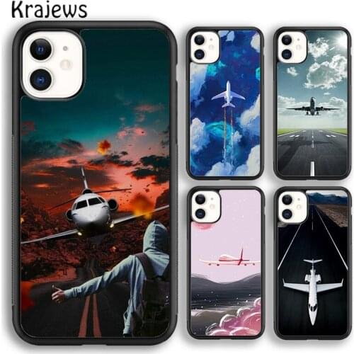 Krajews airplane Travel Flying soft Phone Case Cover For iPhone 5s SE 2020 6s 7 8 plus X XS XR 11 12 mini pro max coque Shell