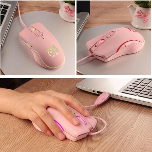 Ergonomic Design 6-Buttons USB Wired Mouse Optical Computer Mouse with Side Buttons 2400DPI Seven Colorful Backlight
