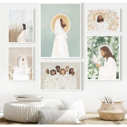 Christ Jesus God Savior Peace Dove Choir Wall Art Canvas Painting Nordic Posters And Prints Wall Pictures For Living Room Decor
