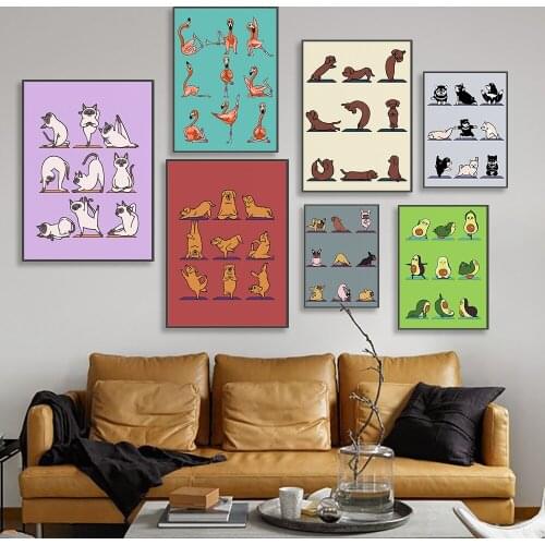 Nordic Modern Animals Do Yoga Wall Art Posters And Prints Abstract Canvas Painting Minimalist Gift Living Room Home Decoration