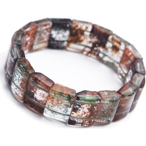 Genuine Natural Colorful Phantom Quartz Crystal Clear Round Bead Women Fashion Stretch Bracelet Free Shipping