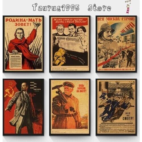 New World war II Leninist political propaganda Soviet Union USSR Poster Kraft Paper Retro Classic Posters and Prints Wall Decor